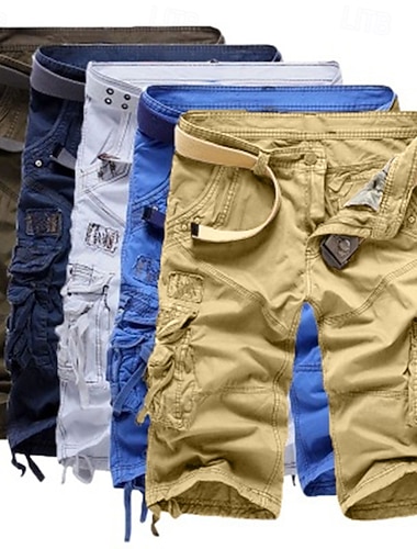  Voor heren Cargoshorts Korte broek Wandelshorts Zak Effen Comfort Draagbaar Kuitlengte Werk Casual Dagelijks Modieus Streetwear Leger groen Zwart