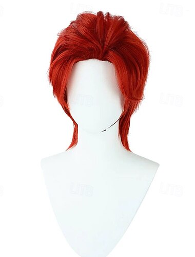  Peruca vermelha espetada estilo anime para aventureiro oceânico, ideal para festas de cosplay.