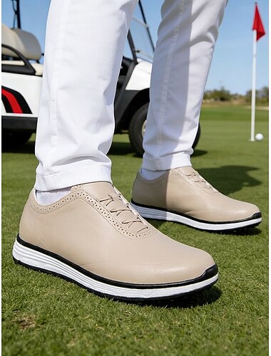  Witte golfsneakers voor heren, met gedempte binnenzool, duurzame antislipzool, stijlvol en comfortabel voor de golfbaan en training.