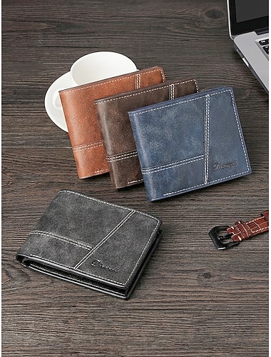  Vintage herenportemonnee van imitatieleer, met meerdere vakken, retro-look, verkrijgbaar in meerdere kleuren, gemaakt van duurzaam PU-materiaal, ideaal voor op reis en dagelijks gebruik.