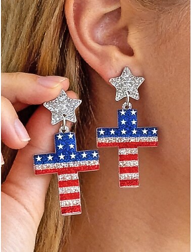  női akril hazafias lógós fülbevalók, több stílusú piros fehér kék ékszerek Amerika 250. évfordulójára, függetlenség napjára és mindennapi viseletre