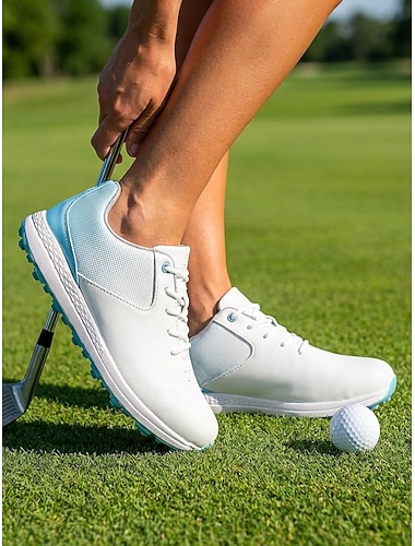  Golfschoenen voor dames zonder spikes, lichtgewicht, ademende vetersneakers met rubberen gripzool voor training en wandelen. &buitensporten