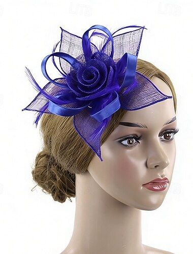  Γοητευτικά Λινάρι Ύφασμα Γάμου Γενέθλια Κομψό Βίντατζ χαριτωμένο στυλ Με Φτερό Κορδέλες Ακουστικό Καπέλα