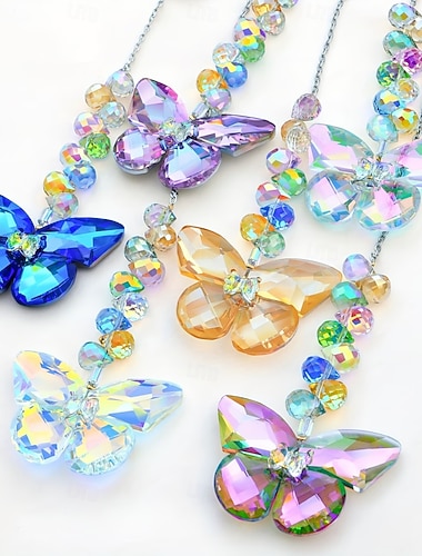  6 Stück Kristall-Schmetterlings-Sonnenfänger zum Aufhängen, Regenbogen-Sonnenfänger für drinnen, Fenster, Terrasse und Garten – Geschenkidee