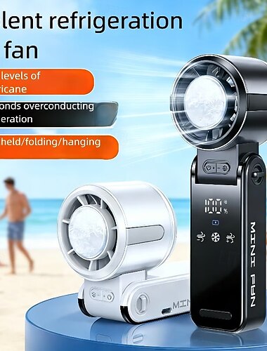  Bærbar håndholdt vifte med 5 hastighetsinnstillinger, oppladbar mini-personlig vifte, USB-skrivebordsvifte med sammenleggbart håndtak, stille design, ideell for reiser, kontoret, utendørs bruk og
