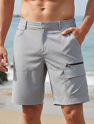  Herren Cargohose Cargohosen Cargo-Shorts Shorts Freizeitshorts Tasche Elastischer Bund Einfach Einheitliche Farbe Atmungsaktiv Knielang Lässig Outdoor Streetwear Mode Streetwear Schwarz Armeegrün