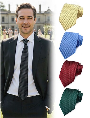  Polyester stropdas voor heren – verkrijgbaar in meerdere kleuren, elegant geweven design, perfect voor bruiloften, feesten en zakenreizen.