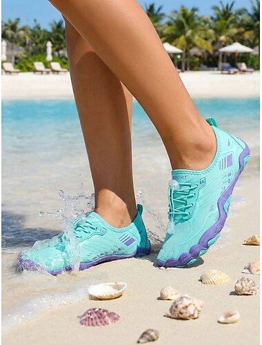  Sneldrogende waterschoenen voor dames – lichtgewicht, minimalistische waterschoenen met verstelbare elastische veters en een antislip rubberen zool, perfect voor zwemmen, strand, surfen,