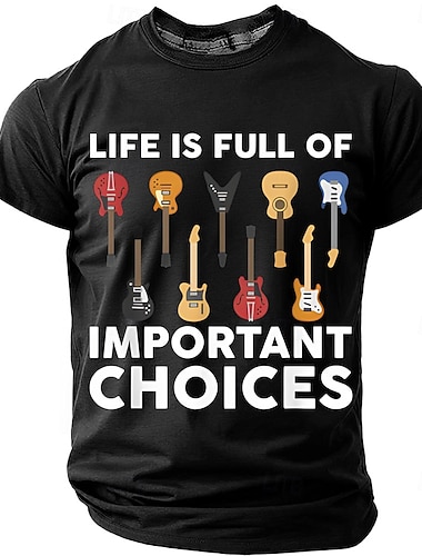  Homme Guitare Argot drôle T-shirt Manche Courte T-shirt Impression 3D Col ras du cou Chemise Mode Quotidien Quotidien Rue Noir Été Printemps Vêtement Tenue S M L XL XXL XXXL
