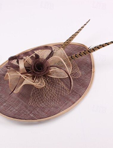  Fascinator Sinamay Matrimonio Compleanno Vintage Carino Retrò Con Piuma Copricapo Copricapo