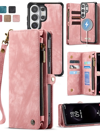  Handy Hülle Handyhüllen Für Samsung Galaxy S26 S26 Ultra Plus Brieftaschenhülle Mit Ständer Abnehmbar Unterstützt kabelloses Laden Retro TPU PU-Leder