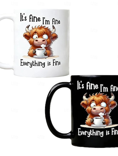  Tazza con mucca delle Highlands, divertente tazza da caffè in ceramica da 350 ml/11 oz con mucca per latte, tè caldo o cioccolata calda, tazza da tè a forma di animale unica per casa, ufficio, casa,