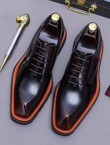  Klassieke derby schoenen voor heren, 100% premium leer, gepolijste afwerking, comfortabel en stijlvol, ideaal voor zakelijke gelegenheden, bruiloften en formele evenementen.