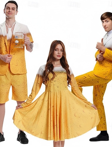  Oktoberfest Robe Costumes & Blazers Chemise Oktoberfest / Bière Bavarois Bavarois Oktoberfest Style Traditionnel Prairies Couple Homme Femmes Tissu de style traditionnel