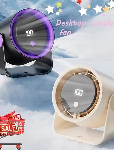  stillegående kjølevifte på skrivebordet, justerbar vippevinkel - oppladbar stillegående vifte for hjemmekontor, arbeidsrom, lav støy