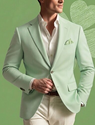  Herren Blazerjacke Notch-Kragen Mode Leicht Klassisch Einfarbig Blazer Weiß Hellgrün Rosa Schmale Passform Einreihig Zwei-Knöpfe