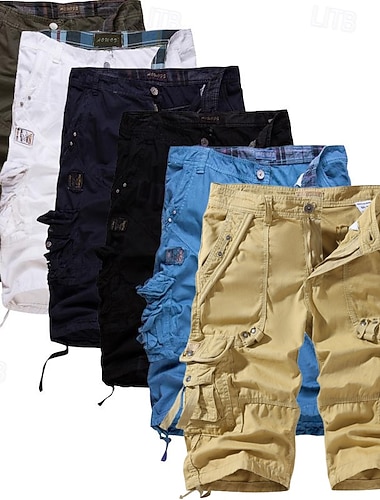 Herren Cargo-Shorts Wander-Shorts Mehrere Taschen Buchstabe Kurz Täglich Lässig / Sportlich Armeegrün Schwarz Mittlere Taille Unelastisch