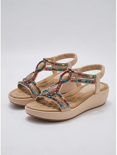  Sandales bohèmes fleuries à bride en T pour femmes - chaussures de marche noires confortables avec des accents floraux 3D colorés et une bride arrière élastique pour les vacances en plein air, les festivals d'été et les sorties à la plage