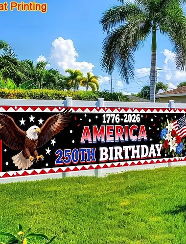 Banner zum 250. Jahrestag der USA als Dekoration für Veranda und Zaun zum Unabhängigkeitstag und den Feiertagen