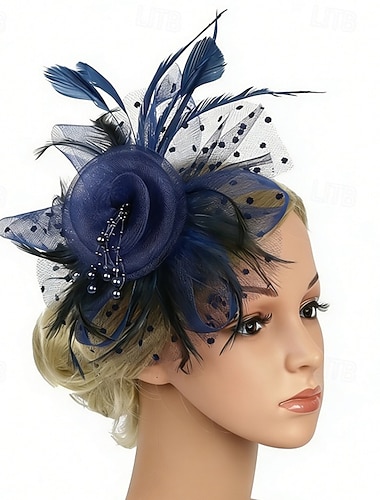  fascinators Nett Bryllup Bursdag Årgang søt stil Retro Rød Med Fjær Hodeplagg Hodeplagg