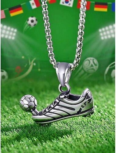  Collier pendentif homme en acier inoxydable, motif coup de pied de football, bijou pour supporters, idéal pour les matchs de foot et au quotidien.