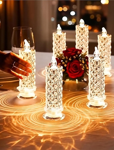  6-pakning LED-flammefrie stearinlys romantiske dekorative nattlys flimmerfrie elektriske simulerte stearinlys ideelle for bursdager, bryllupsbord og høytidsdekorasjoner