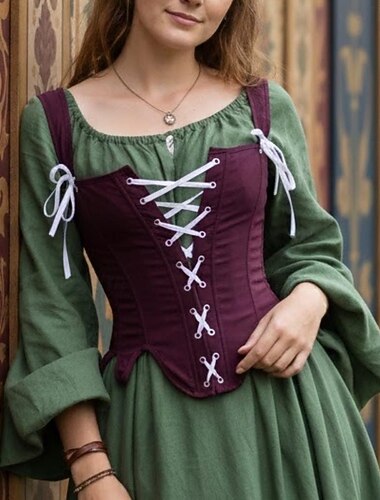  العصور الوسطى عصر النهضة كوتاجكور مشد صد الفايكينج فلاحة العصور الوسطى محاك بربطات ملابس تنكرية نسائي سيلتك خيال عيد الرعب مهرجان أداء LARP رن فير للبالغين مشد