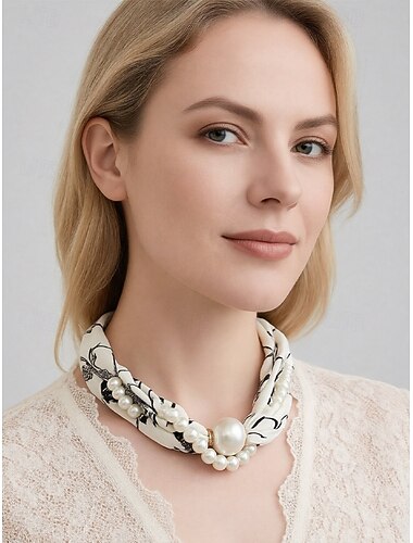  Magnetisk halskæde i polyester og kunstperler til kvinder, moderigtigt flerfarvet design, til hverdagsbrug, rejser og ferier