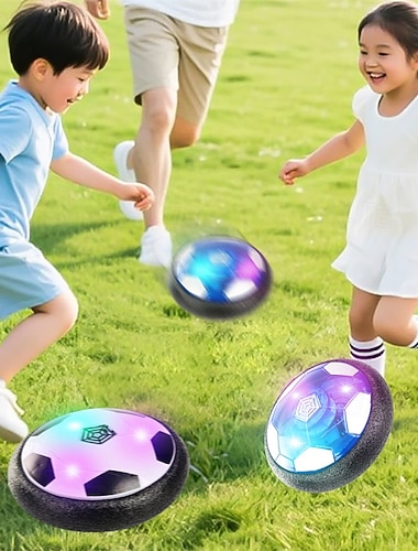  Svevefotball for barn, luftkraft flytende innendørs fotballleke med LED-lys, myk skumstøtfanger for møbelbeskyttelse, sportsgave til gutter jenter småbarn, bursdagsfeiring