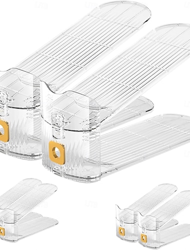  6er-Pack transparente Schuhfächer, Schuhstapel-Organizer für den Kleiderschrank, Schuhständer für ein Paar Schuhe, Schuhregal, Schuhablagen, platzsparend