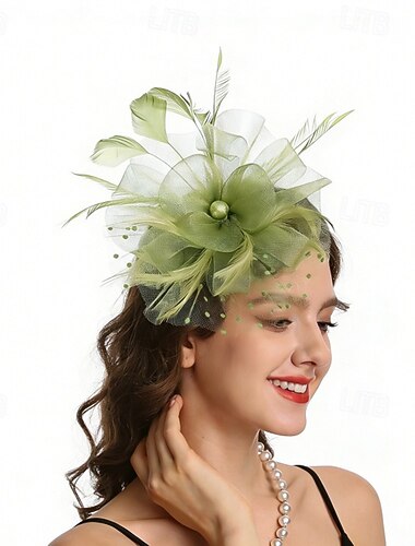  Fascinator Rete Matrimonio Compleanno Elegante Carino Retrò Con Piuma Tulle Copricapo Copricapo
