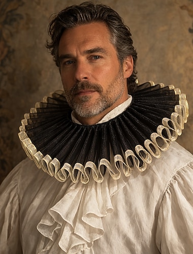  Rococo Victorienne Renaissance Col à volants élisabéthain Noble Déguisement Unisexe Halloween Carnaval Performance LARP Foire de la Renaissance Adulte Collier Toutes saisons