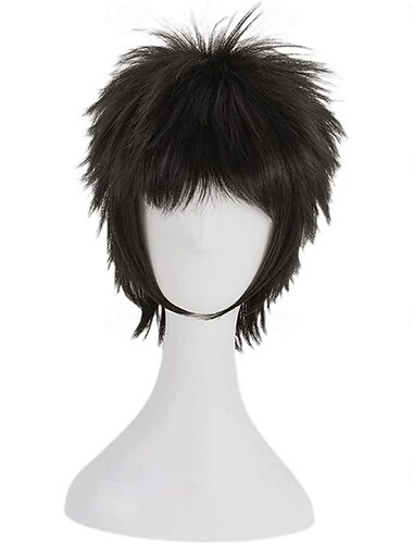  Peruca preta curta e espetada de aventureira do oceano para festa de cosplay