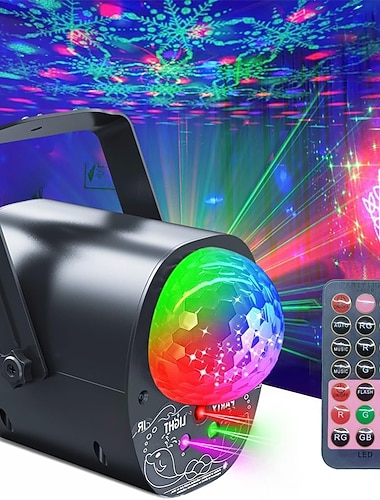  Discokulelys, festlys, dj-discolys laserlys, lydaktivert scenestrobeprojektor med fjernkontroll for pubbar, bursdag, jul, bryllup, hjemmefest