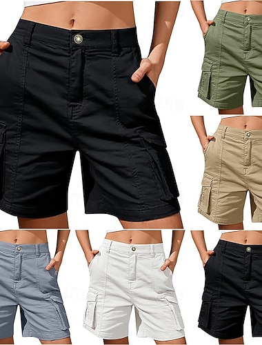  Dámské Šortky s kapsami Kraťasy Letní šortky Neformální šortky prázdniny Módní Běžné Denní Krátký Středně vysoký pas Pevná barva Bez vzoru Slátanina Zip Kapsy Pohodlné Rychleschnoucí Yumuşak Lehce