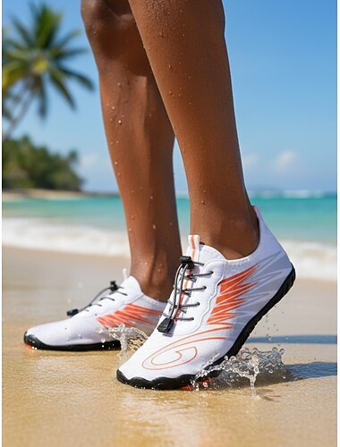  Chaussures aquatiques blanches pour hommes, à séchage rapide, à lacets, légères et antidérapantes, idéales pour les activités nautiques, la natation, la course sur la plage, les voyages côtiers, la marche sur le rivage et les aventures en plein air.