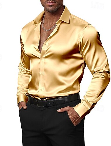  Miesten Paita Satiini paita Pukupaita Button Up paita Prom paita Tavallinen Tanssiaiset Häät Vaalean sininen Musta Valkoinen Vaalean vihreä Pitkähihainen Sänkyjen avaus Kaikki vuodenajat Vaatetus