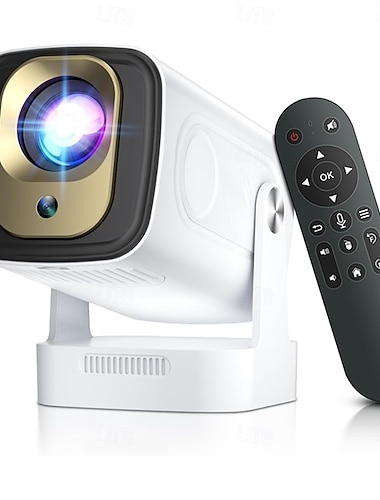 Projektor støtter 4k hy260pro, miniprojektor hjemmekino med wifi 6 bluetooth 5.4, 1080p full hd med Android 14.0, 180 graders rotasjon, liten hjemmekino for soverom utendørs