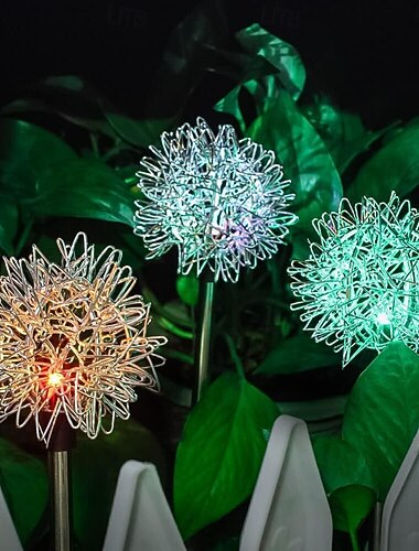  Lot de 1 lampe solaire de jardin d'extérieur, guirlande lumineuse pissenlit, étanche IP65, décoration extérieure pour terrasse ou allée, se balance au gré du vent pour une décoration féérique de