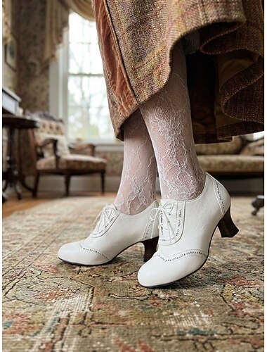  damskie buty typu oksford w stylu edwardiańskim vintage - eleganckie brązowe botki ze sztucznej skóry, sznurowane, z klasycznymi detalami brogsów &obcas szpulowy do biura w stylu retro i akademickim