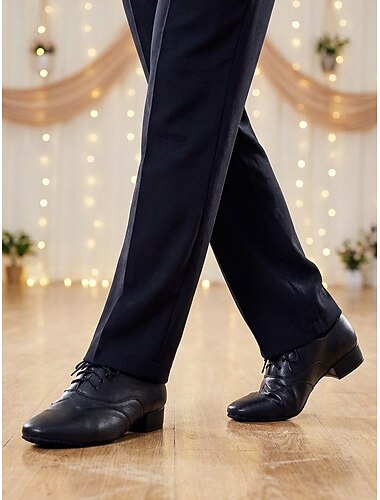  Zwarte ballroomdansschoenen voor heren, klassieke veterschoenen met lage hak voor Latijns-Amerikaanse dans en tango. &sociaal dansen