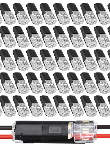  Connecteurs à double prise pour ruban LED basse tension, 2 broches avec verrouillage - connexion rapide, sans dénudage ni coupe de fils, lot de 50