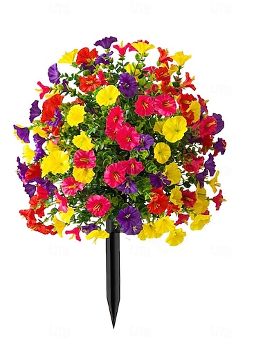  20 Zoll lange künstliche Blumenstecker für den Außenbereich, mehrfarbige Prunkwinden-Gartenstecker für den Garten &Rasen, farbechtes, strapazierfähiges Plastik, Dekoration für jede Jahreszeit