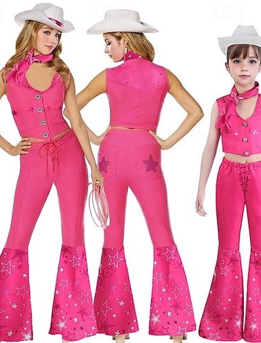  Sneeuwkoningin pop Cosplay kostuum Gemaskerd Bal Retro vintage Intens roze for Dames Voor meisjes Kinderen Volwassenen Maskerade Vrijgezellenfeest