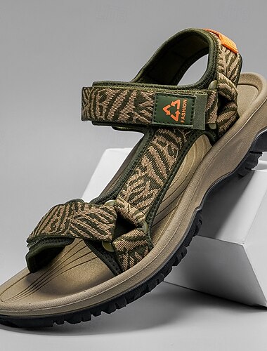  sandali sportivi beige da uomo con punta aperta e velcro – suola ammortizzata, design traspirante, perfetti per la spiaggia, il resort e l'abbigliamento casual estivo