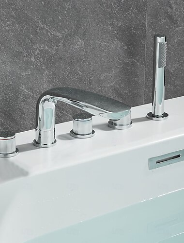  Badkarskran - Nutida Krom Fristående Mässing Ventil Bath Shower Mixer Taps