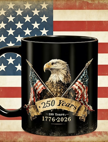  Amerikaanse keramische koffiemok ter ere van het 250-jarig jubileum, 335 ml/440 ml keramische mok voor koffie, thee, melk en water, ideaal cadeau voor patriottische doeleinden, herdenkingsdrinkgerei