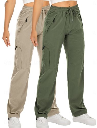  Dames Cargohosen Chinese Streetwear Casual Volledige lengte Middelhoge taille Effen Trekkoord Zak Comfortabel Ademend Inelastisch Dagelijks Buiten Vakantie blauw Lichtgrijs Donker-Grijs Zwart Zomer