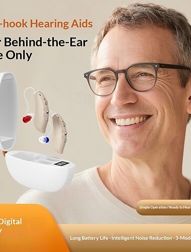  Digitale hoortoestellen voor senioren, persoonlijke gehoorversterkende achter-het-oor hoortoestellen met geluidsversterker, oplaadbare digitale hoorversterker met een batterijduur van een hele dag.
