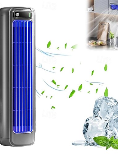  Bærbart klimaanlegg, 3-trinns personlig luftkjølervifte for soverom, kontor, hjemmekjøkken, stillegående stasjonær/tårnbasert fordampningskjøler, USB-oppladbar